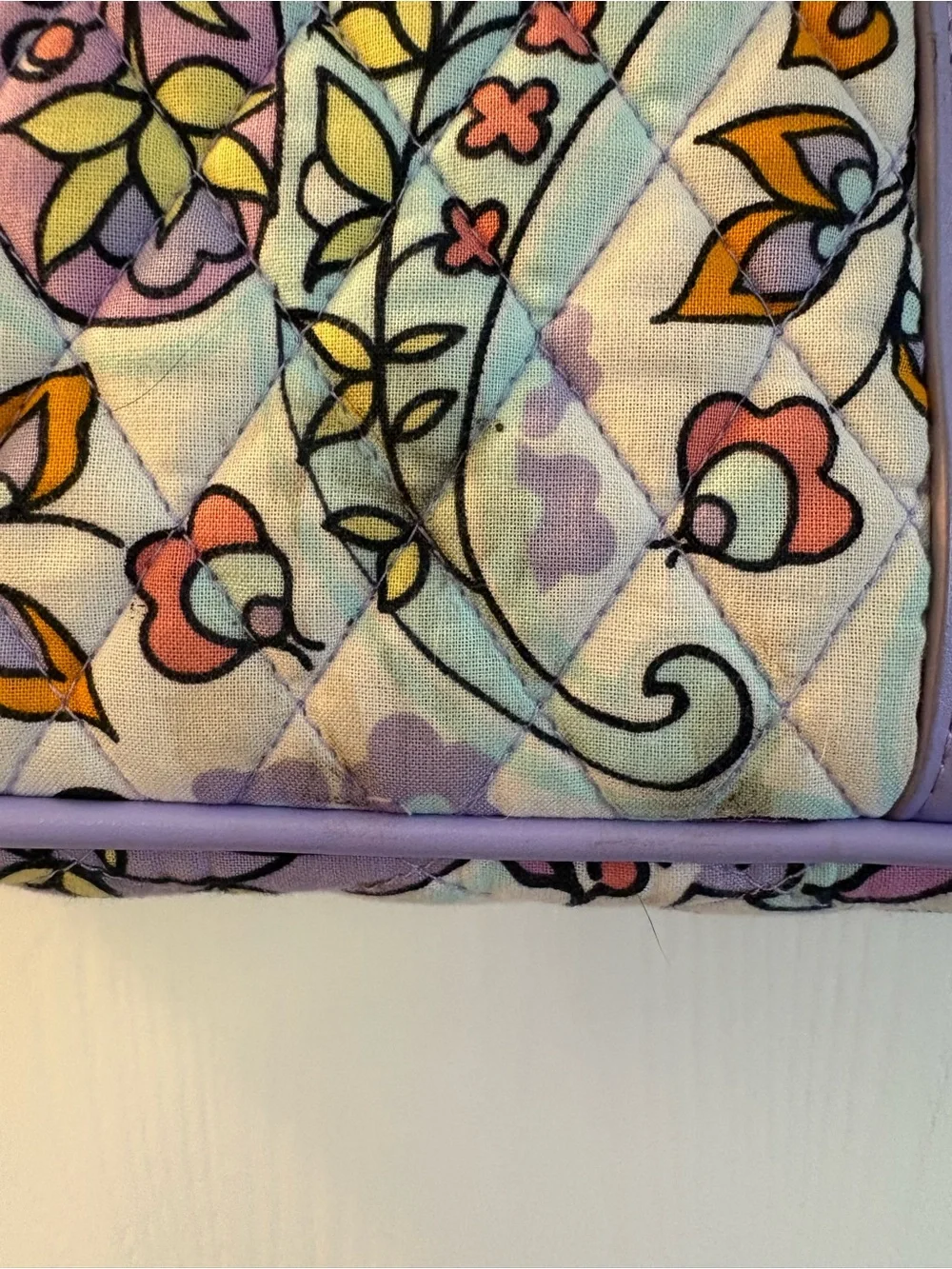 Vera Bradley Quilted Paisley Tote in Lavender and Cream